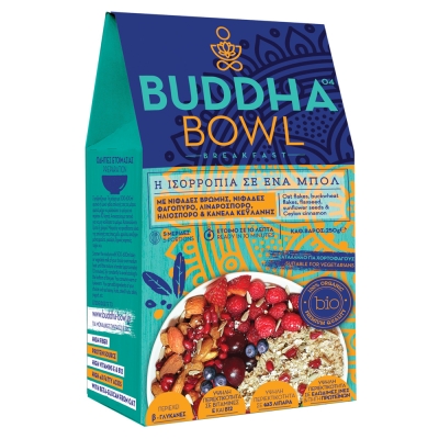 Buddha Bowl Breakfast με Νιφάδες Βρώμης, Νιφάδες Φαγόπυρο, Λιναρόσπορο, Ηλιόσπορο & Κανέλα Κεϋλάνης