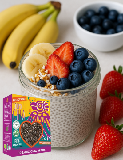 Chia Pudding με Γάλα και Φρούτα